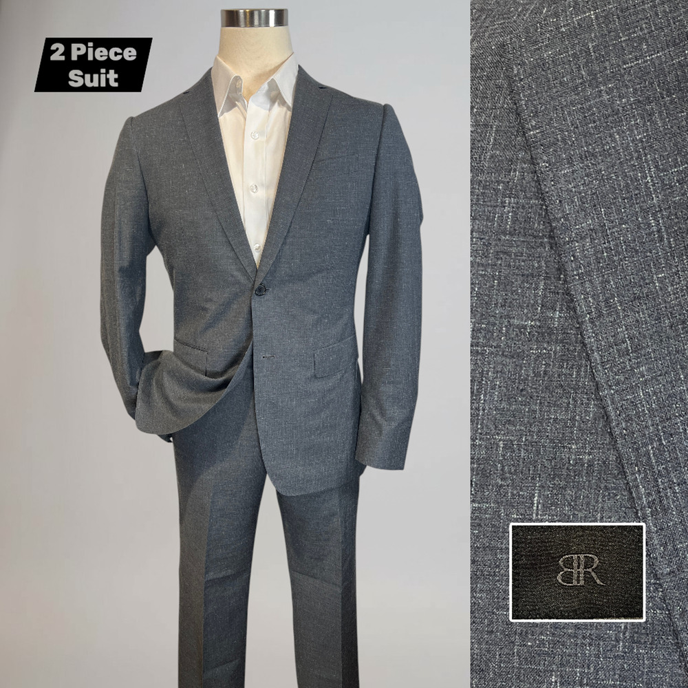 BR Banana Republic 40L 35x31 Slim Gray Modern Italian Marzotto Wool Cotton Suit